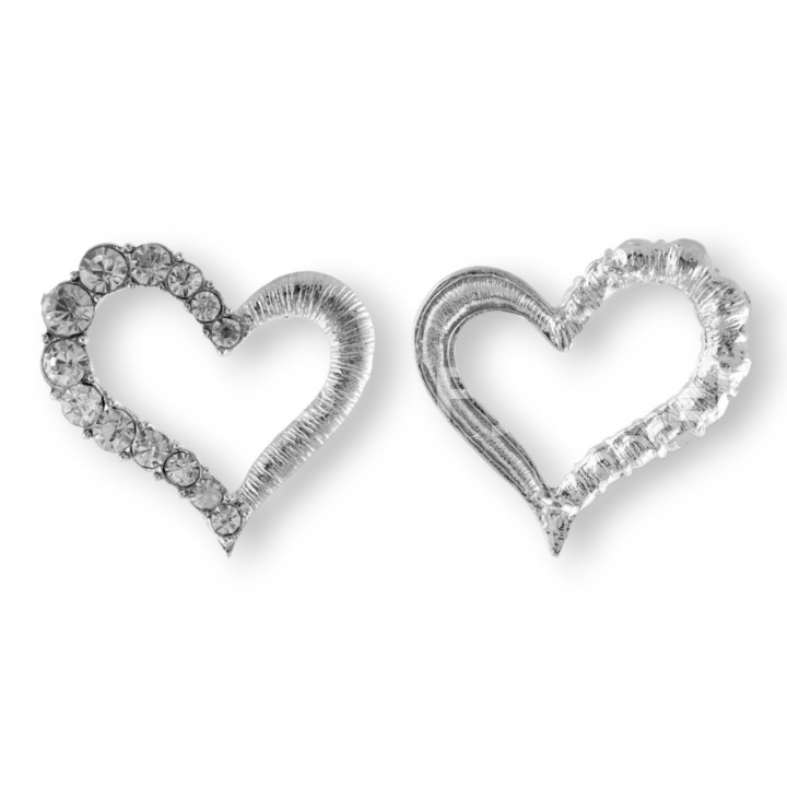 Brass Spacer With Drilled Heart Rhinestones 48mm 10pcs White