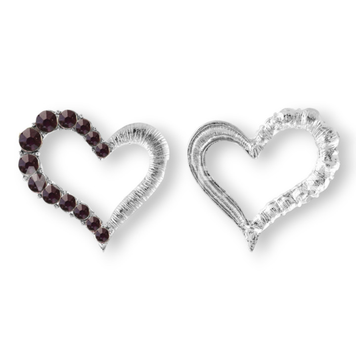 Intercalaire Laiton Avec Strass Cœur Percé 48mm 10pcs Violet