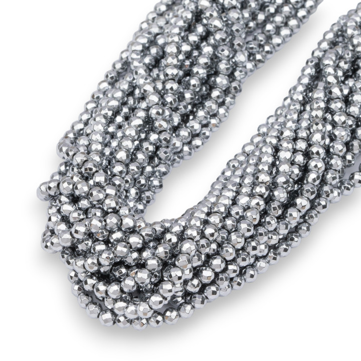 Facettierter Hämatit 03 mm Silber 120 cm