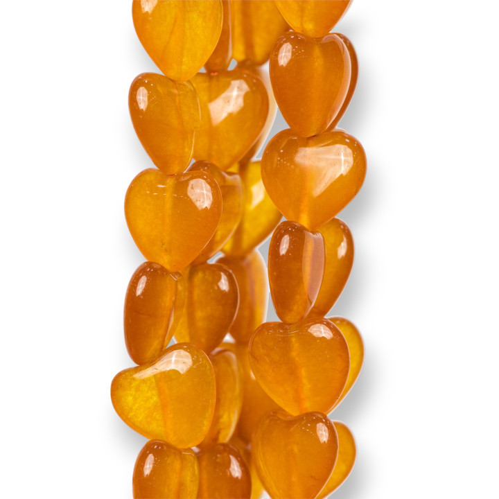 Jade Orange Amber Smooth Flat Heart 15mm