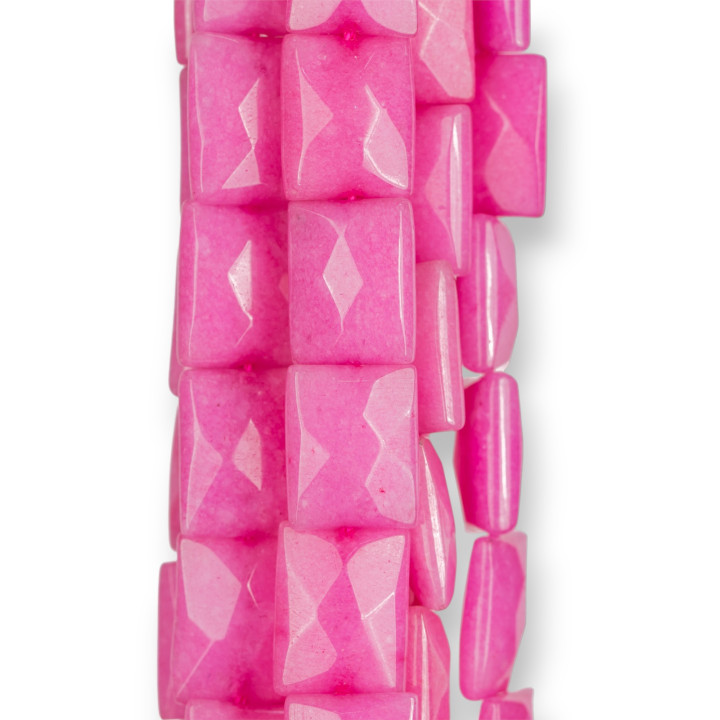 Fuchsia Jade flaches Rechteck facettiert 12 x 16 mm klar