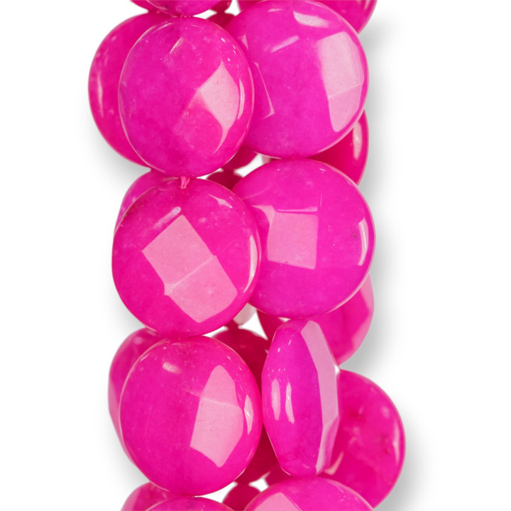 Jade Fuchsia Plat Facette 20mm
