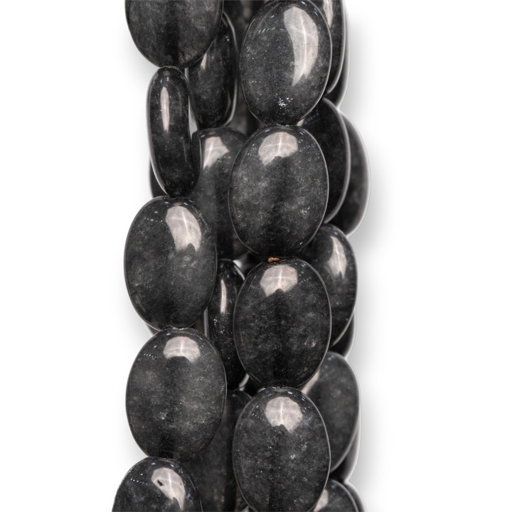 Moneda Plana Lisa Oval Jade Gris Oscuro 13x18mm