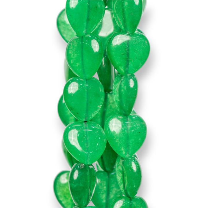 Grünes Jade-Herz, glatte Platte, 15 mm