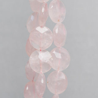 Quarzo Rosa Tondo Piatto Sfaccettato 20mm Chiaro