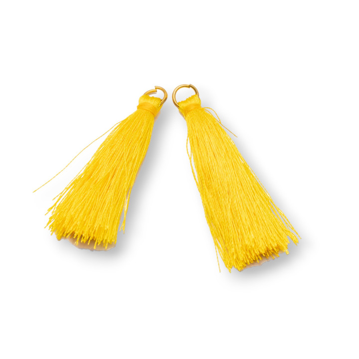 Pompons Avec Anneau En Laiton 4cm 25pcs Jaune
