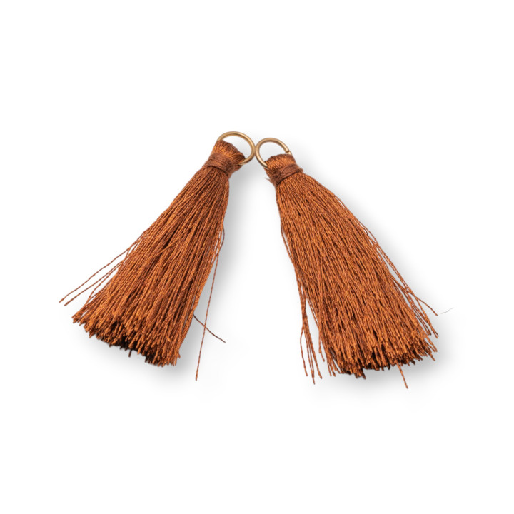 Tassels with Brass Ring 4cm 25pcs Brown
