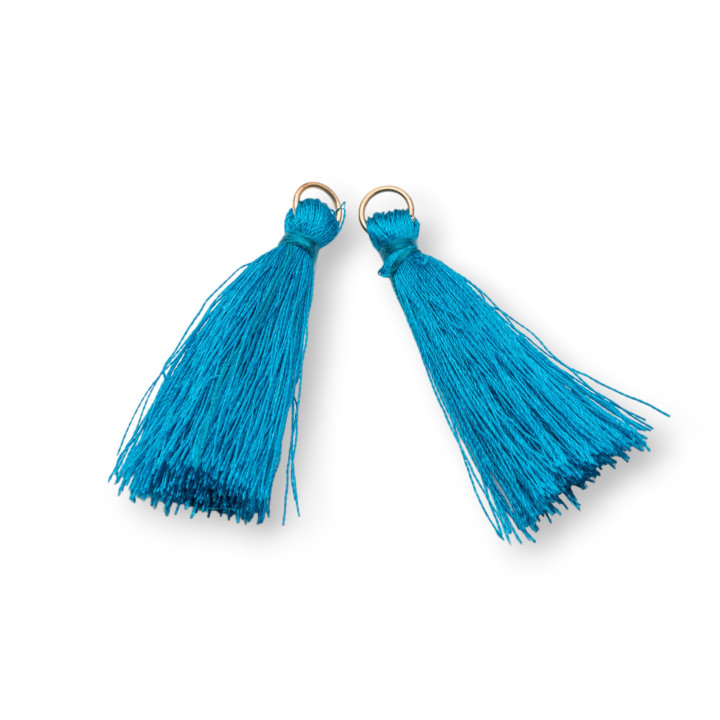 Pompons Avec Anneau En Laiton 4cm 25pcs Bleu Sarcelle