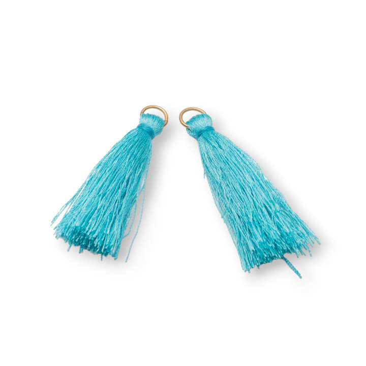 Pompons Avec Anneau Laiton 4cm 25pcs Turquoise