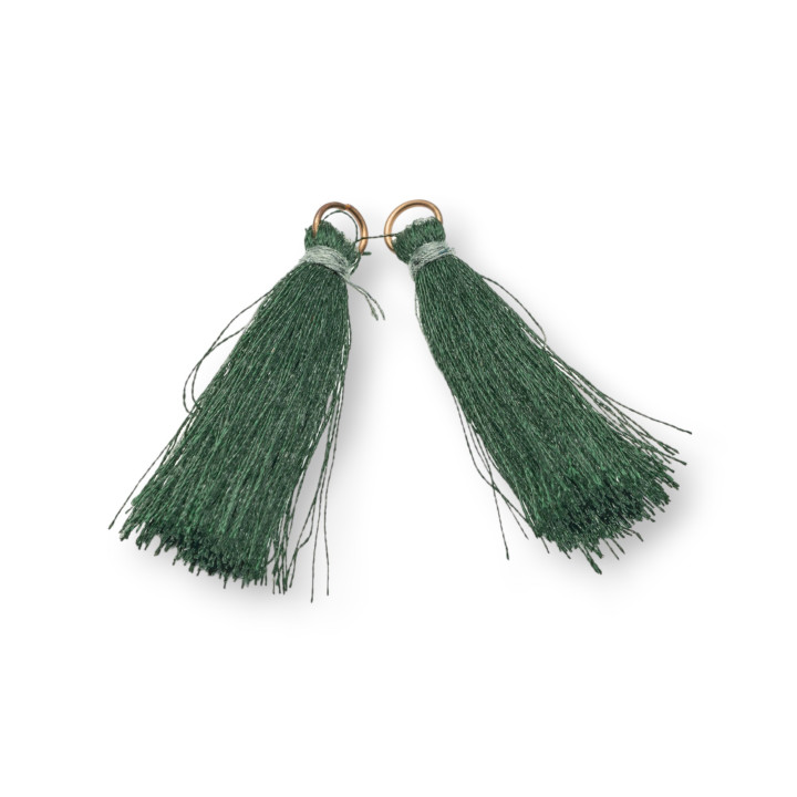 Tassels With Brass Ring 4cm 25pcs Green