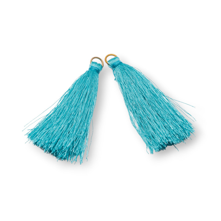 Quasten mit Messingring 6cm 15St Hellblau