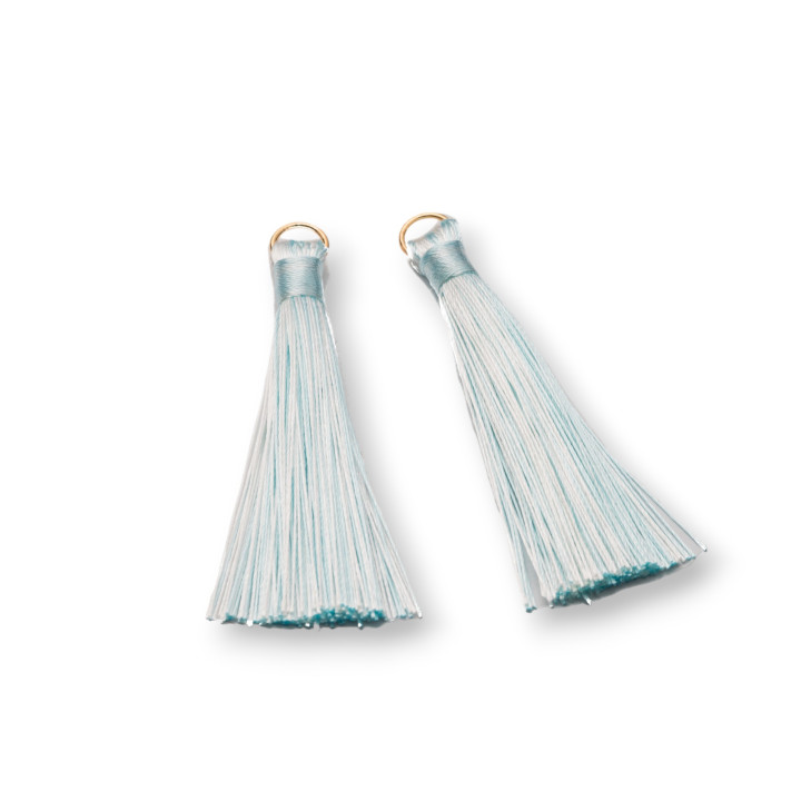 Pompons Avec Anneau Laiton Doré 10x80mm 20pcs Blanc et Bleu Clair