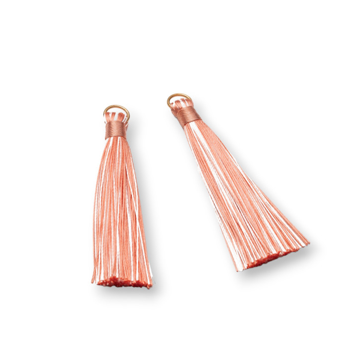 Tassels with Golden Brass Ring 10x80mm 20pcs Pink Mix