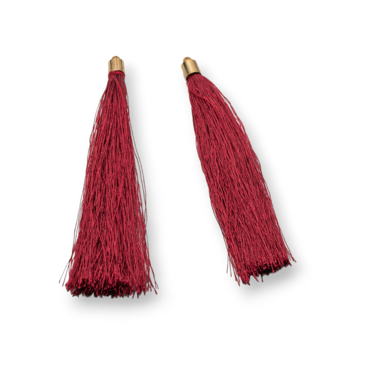 Pompons Avec Coupelle Laiton 10cm 10pcs Bordeaux Doré