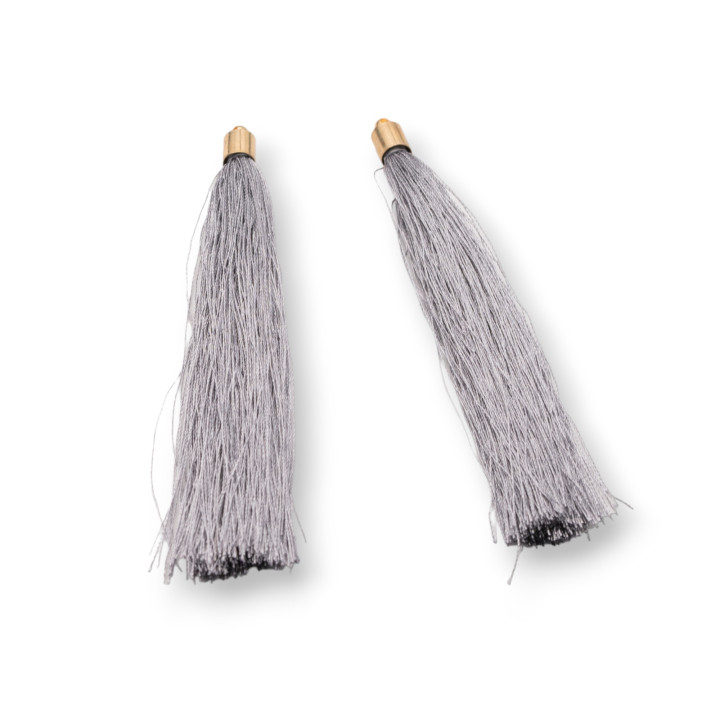Pompons Avec Coupelle Laiton 10cm 10pcs Gris Doré