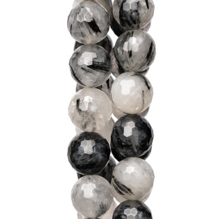 Schwarzer Rutilquarz (Graffiti-Turmalin-Quarz) facettiert 08 mm