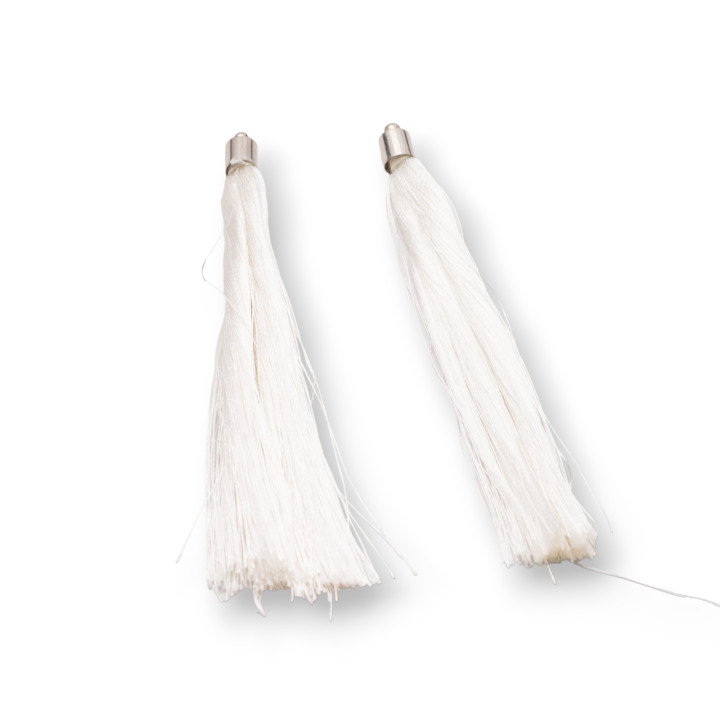 Pompons Avec Coupelle Laiton 10cm 10pcs Blanc Rhodié