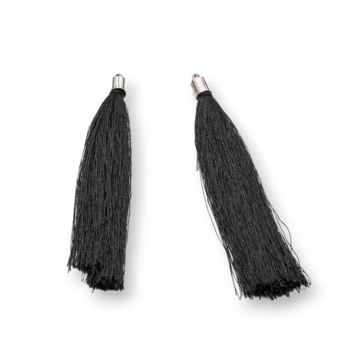 Borlas Con Copa De Latón 10cm 10uds Rodio Negro