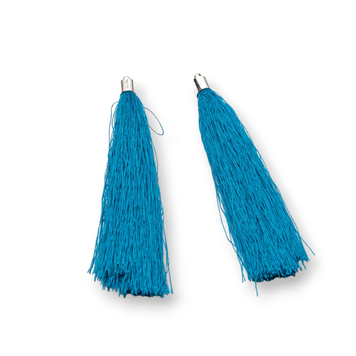 Pompons Avec Coupelle En Laiton 10cm 10pcs Sarcelle Rhodiée