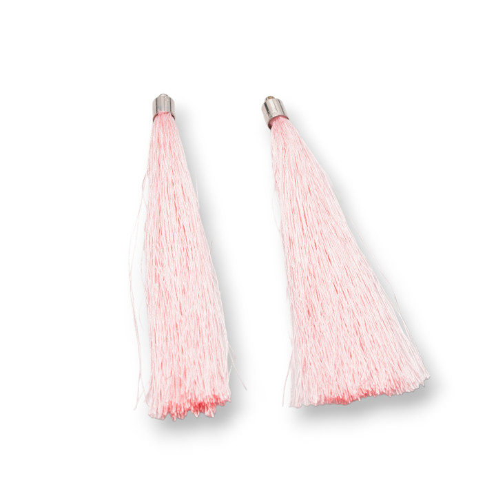 Tassels with Brass Cup 10cm 10pcs Rhodium Plated Pink