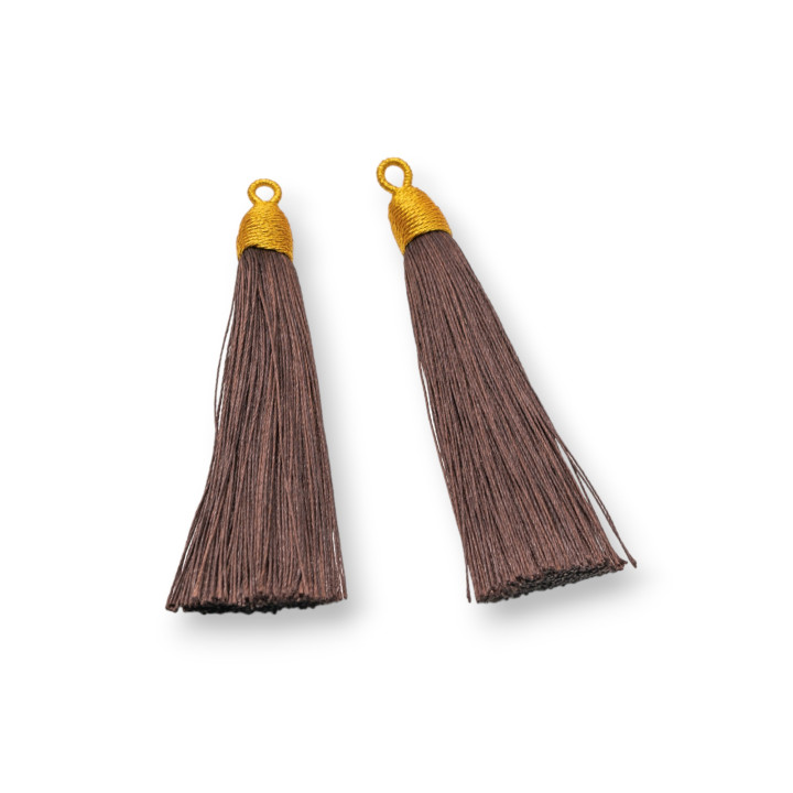 Pompons Avec Coupelle Brodée Dorée 10x85mm 20pcs Marron