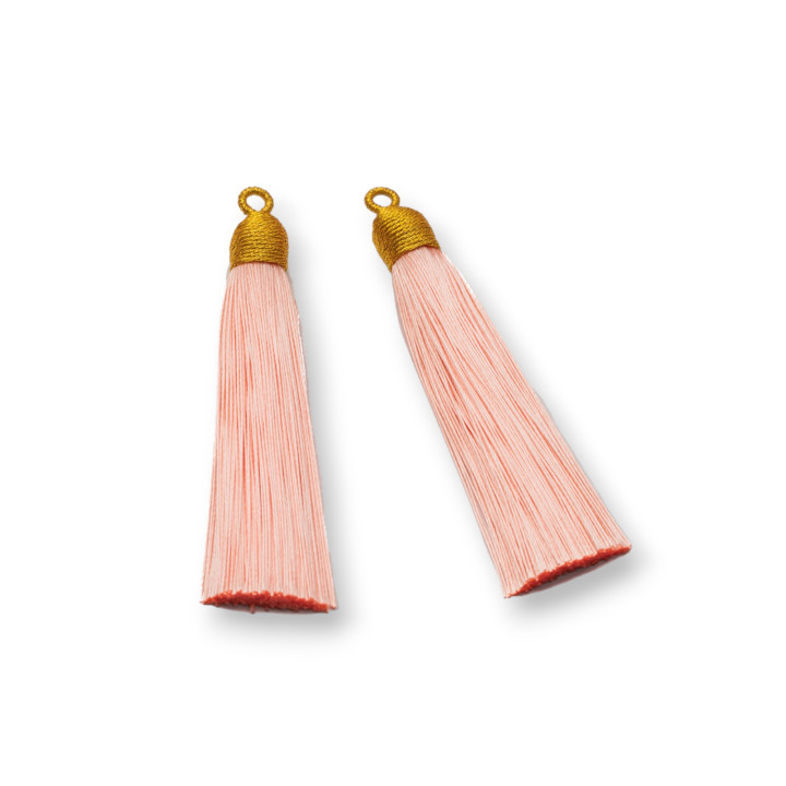 Tassels with Golden Embroidered Cup 10x85mm 20pcs Peach