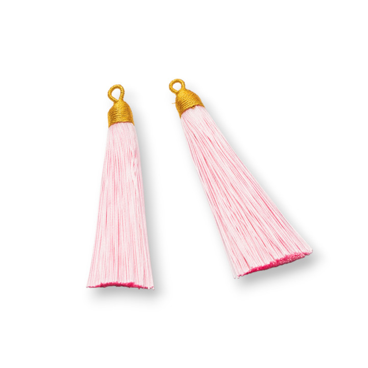 Tassels with Golden Embroidered Cup 10x85mm 20pcs Pink