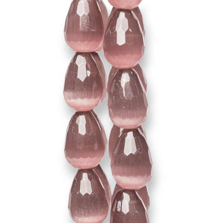 Gouttes de Poudre Visage Œil de Chat Briolette Facettes 18x25mm