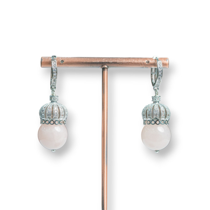 Pendientes Gancho Cerrado Latón Con Corona Latón Y Piedras Duras 14x42mm MOD4