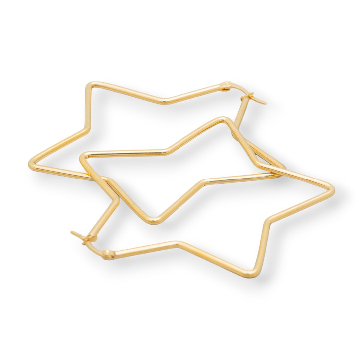 Pendientes Estrella Acero Liso 55mm 3 Pares Dorado