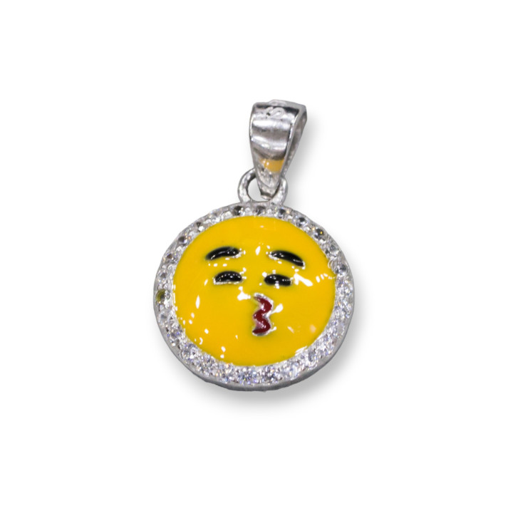 Pendentif Pendentif Argent 925 Emoji Et Zircons 10mm MOD1