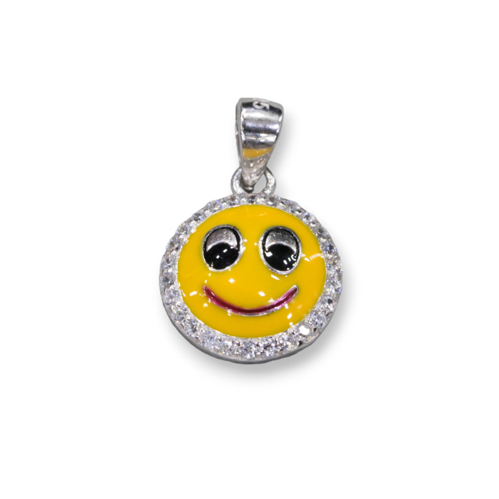 Pendentif Pendentif Argent 925 Emoji Et Zircons 10mm MOD4