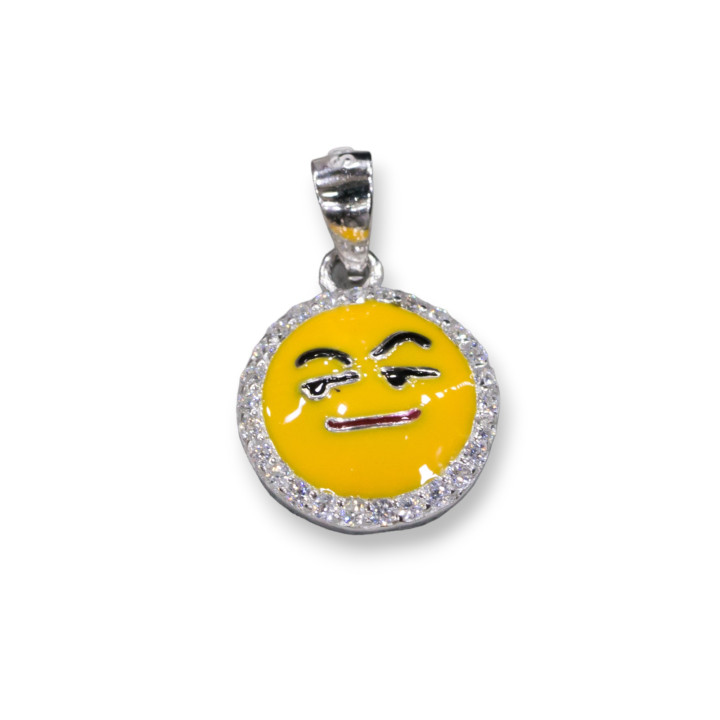 Pendentif Pendentif Argent 925 Emoji Et Zircons 10mm MOD6