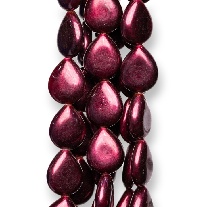 Perles de Majorque Gouttes de Vin Rouge Assiette 13x15mm