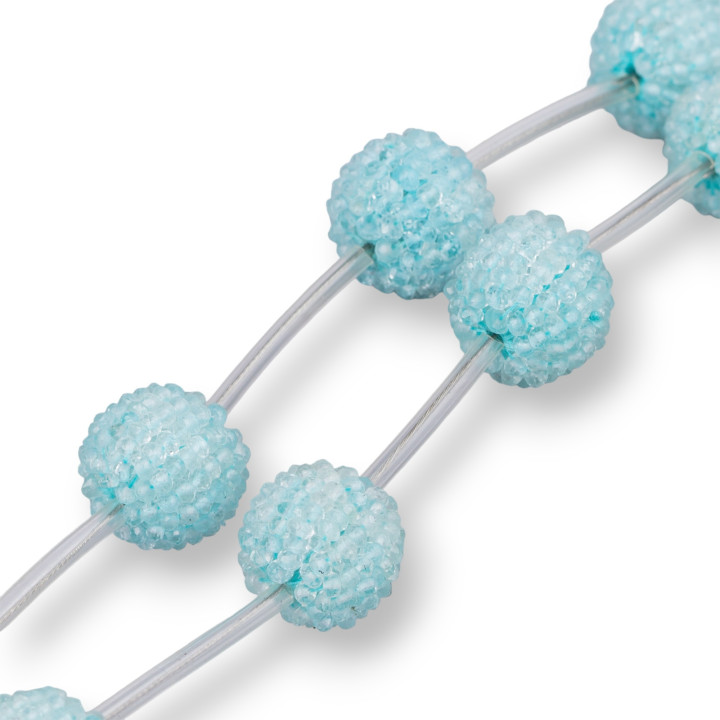 More Strand Beads Verflochten Aquamarin Rund 18mm 4St