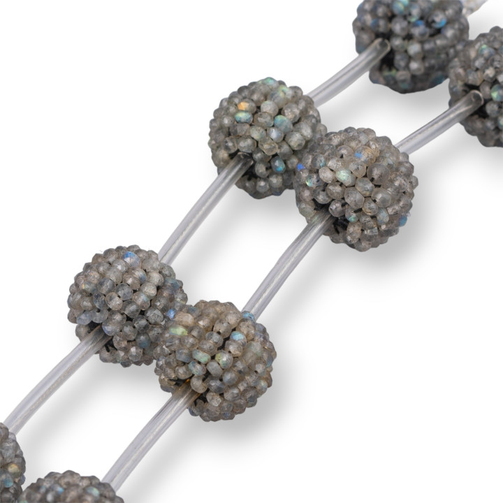 Perles en fil torsadé de Labradorite grise ronde 18mm 4pcs