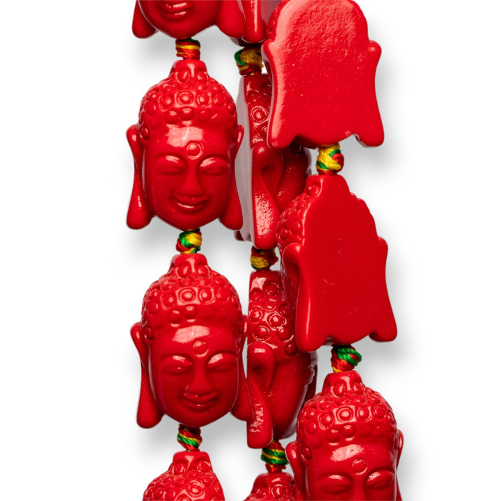 Cuentas de Resina Wire Buddha 16x23mm 15pcs Rojo