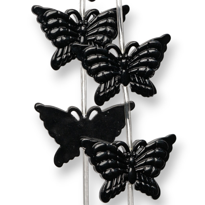 Abalorios De Resina Hilo Mariposa Doble Cara 38x25mm 11pcs - Negro