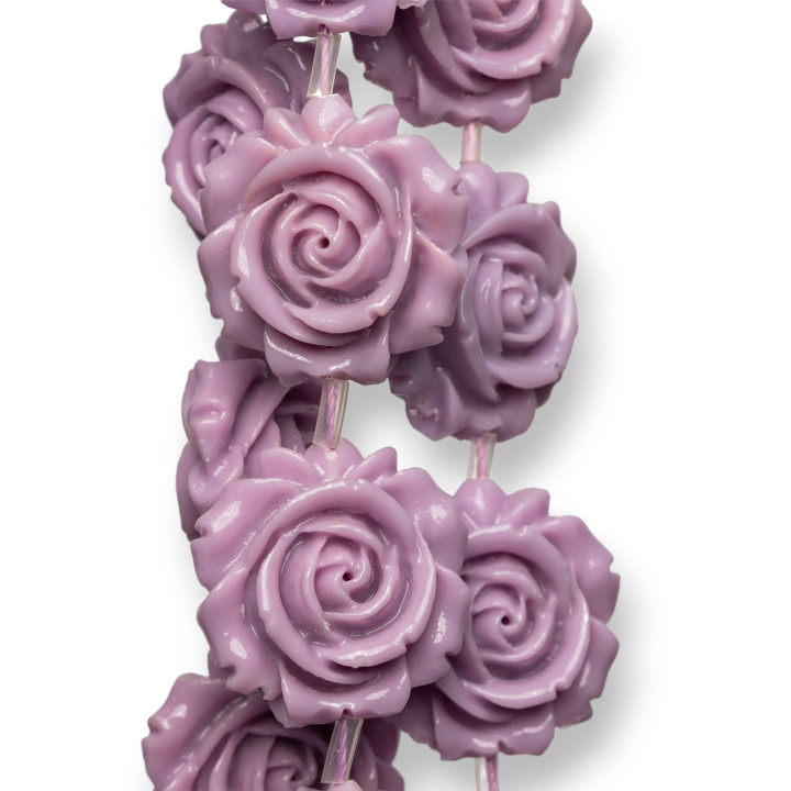 Double-Sided Flower Wire Resin Beads 25mm 14pcs Lilac