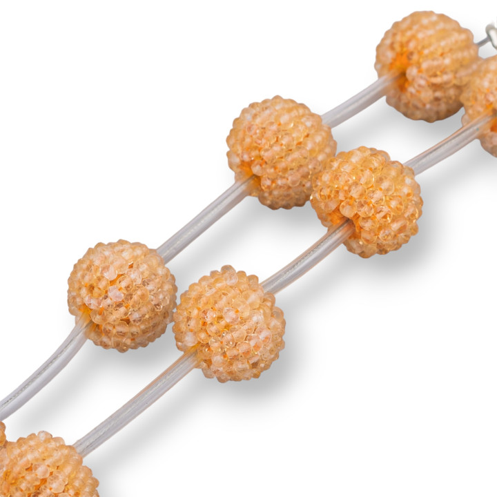 Perles en fil torsadé de quartz citrine ronde 18mm 4pcs