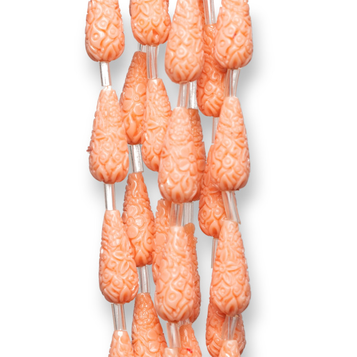 Abalorios de Resina Hilo Gota Grabado 08x20mm 15pcs Pink Angel Skin