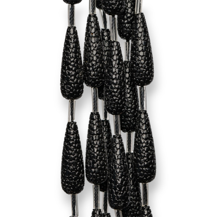 Wefted Drop Wire Resin Beads 08x27mm Black