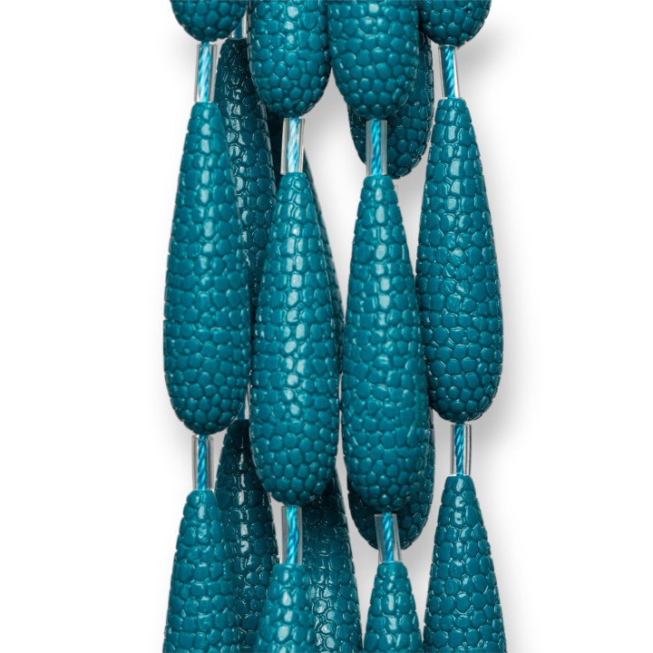 Wefted Drop Wire Resin Beads 10x38mm Teal