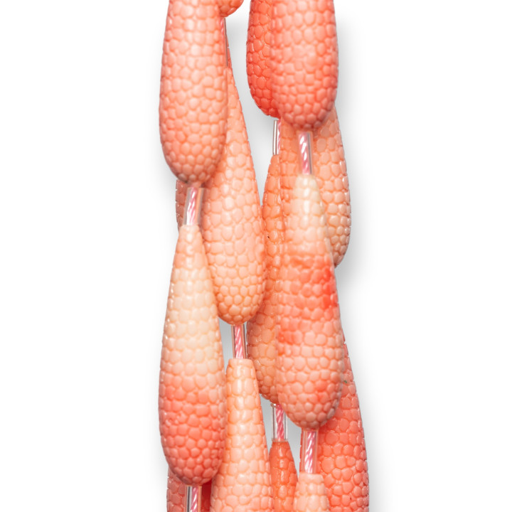 Perline Di Resina A Filo Goccia A Trama 10x38mm Rosa Similpelle D'angelo