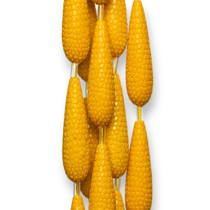 Abalorios De Resina Hilo Gota 10x38mm Mostaza