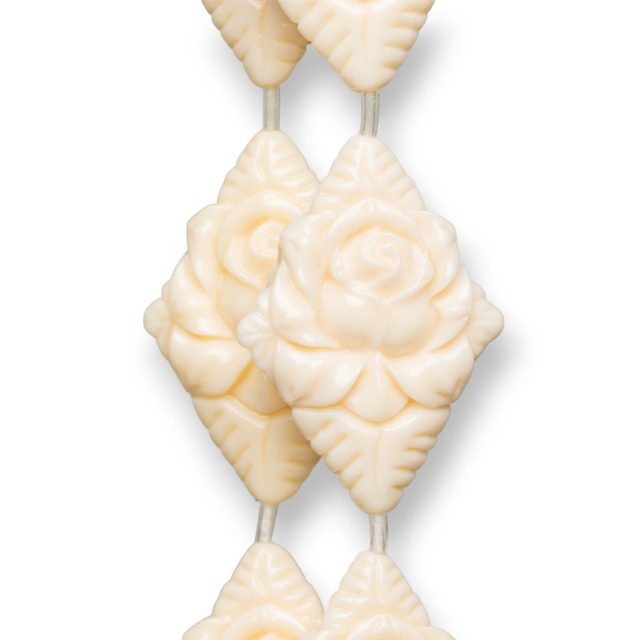 Abalorios De Resina Rombo Hilo 35x45mm 8pz Blanco