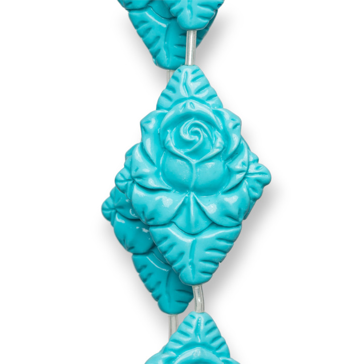 Perles Résine Losange 35x45mm 8pz Turquoise