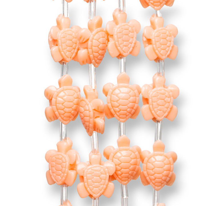 Turtle Wire Perles Résine 12x14mm 22pcs Rose