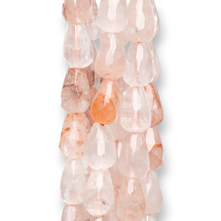 Quartz Powder Drops Faceted Briolette 10x15mm