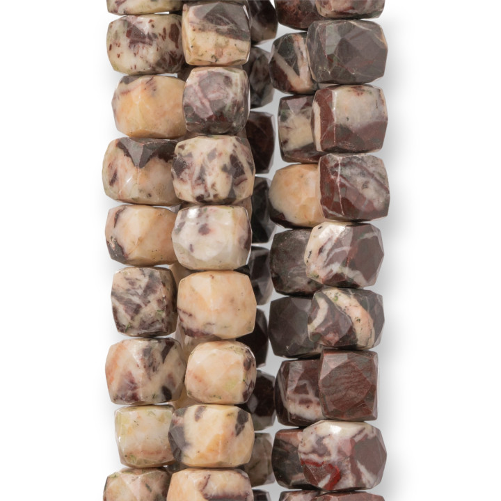 MachineCut Indian Stones 14–15 cm facettierter Drahtwürfel 8–10 mm Durchmesser Zebra Jaspis